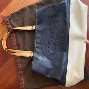 coach leather color block tote
